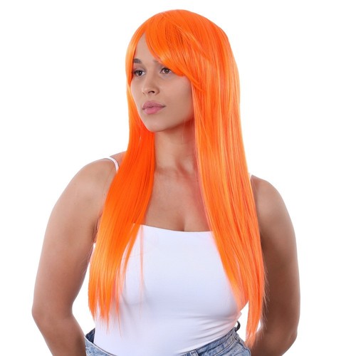 Long orange wig - wig, womens