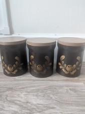 Vtg MCM Denby Bakewell Set 3 Jars Ceramic Storage Pots Canister Tea Coffee Sugar