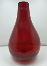 Glass Red Krosno Bulb Vase