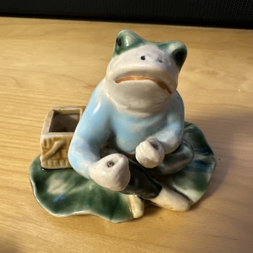 Vintage ceramic fishing frog - ceramic,
