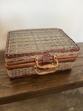 Wicker Handled Storage Basket With Handles ..picnic Rattan 35cm x 25cm x 14cm
