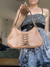 Vintage Y2k Brown Corset Style Tie Handbag Shoulder Bag