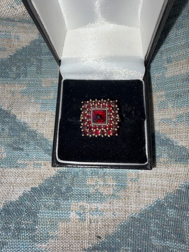 Antique square garnet ring - antique,