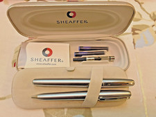 SHEAFFER PRELUDE (9137) FOUNTAIN & BALLPOINT SET, STAINLESS STEEL, w Accessories