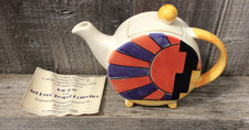'Sun Ray ' Clarice Cliff art deco style teapot Past Times Ltd Ed. Certificate