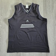 Mens Adidas Black Vest Tank Top Sleeveless Vintage Three Stripes - Size XL