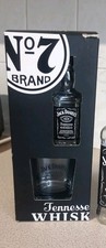 Jack Daniel’s  whiskey glass , Unused,  from a gift box & Empty miniature bottle