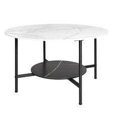 Large Modern Round Coffee Table 2 Tier Marble Side End Table Home Garden Leisure