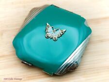 Art Deco Green Butterfly Czechoslovakia Vintage Make Up/Powder Compact-0in