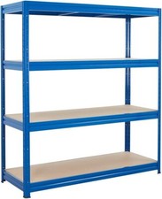 BiGDUG Heavy Duty Garage Shelving Unit - 177cm Height - 4 Tier Blue Shelves