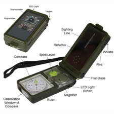 10 in 1 Multifunction Outdoor Survival Military Camping Hiking Compass Tool Kit