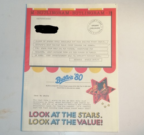 Vintage 1980 butlins - a4, fold
