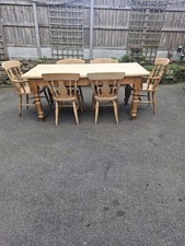 6ft PINE FARMHOUSE DINING TABLE AND CHAIRS.