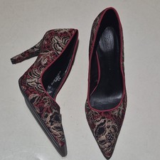 Marks And Spencer Uk 6.5 Euro 7 Womens Heel Shoes Red Pointed Toe Slip On Uk 6.5