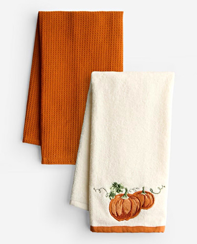 2pk pumpkin tea towels - tea,