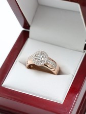 14ct Rose Gold 0.62 Carat Multi Cut Diamond Halo Ladies Cluster Ring Size N 1/2