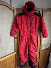 TRESPASS VINTAGE BOYS/GIRLS SNOWSUIT, SIZE 7-8 YEARS, RED, RETRO, SKIING