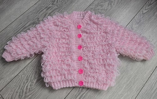 Months pink knit - 3-6, loopy