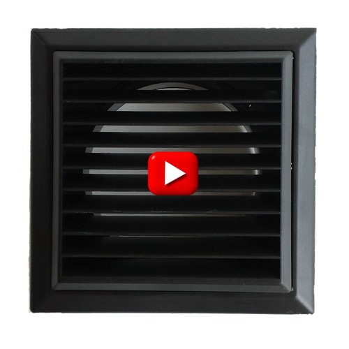 Black louvred grille with - grille, fly