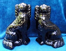 Pair of Black 'Jackfield' Mantel Dogs