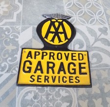 CAST ALUMINIUM AA AUTOMOBILE ASSOCIATION APPROVED GARAGE SERVICES SIGN OR PLAQUE