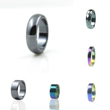 Haematite Ring Wide Ring Simple Non-Magnetic Curved Colorful Flat Flat Ring