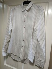 The Spitalfields Shirt Co.1922 Mens White Pattern Striped XL L/S Shirt EXCELLENT