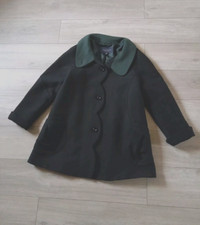 Paul Costelloe Dressage Black 25% Wool Blend 3/4 Coat Contrast Collar Smart UK12