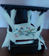 12th scale four poster bed - dark wood tudor with bedding