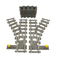 Lego® TRAIN Tracks 9V Railway 4531 4520 Switch Points 10 curved Track Rail DARK-