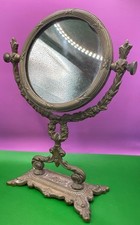 Stunning Antique Style Ornate Brass Dressing Table Oval Tilting Mirror