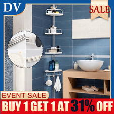 CORNER SHOWER SHELF 4 Tier Pole Caddy MODERN Telescopic Bathroom Rack Extendable
