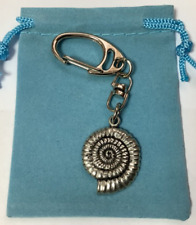 Ammonite Fossil Silver Pewter Keyring In A Velveteen Gift Bag (P)