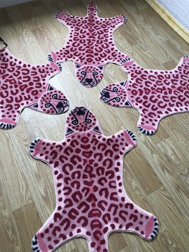 Pink leopard area rug - rug, animal