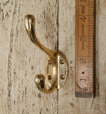 Brass double robe hook retro