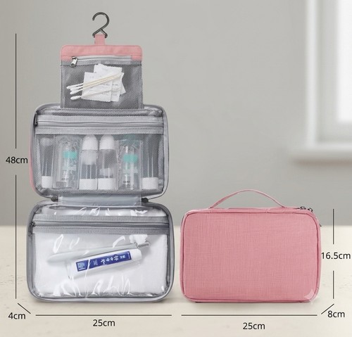 Pink waterproof toiletry bag - pink,