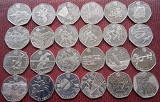 24 OLYMPIC 50p COINS / ALL A DIFFERENT EVENT / LOT GGG