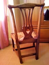 Antique farmhouse Oak Chair Handmade (very old??) Straw Seat with hand made join
