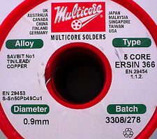 2 METRE LENGTH - MULTICORE ERSIN 366 5 CORE SOLDER WIRE - TIN LEAD COPPER 
