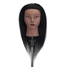 100% Real Hair Afro Training Head Hairdressing Practice Styling Mannequin Doll