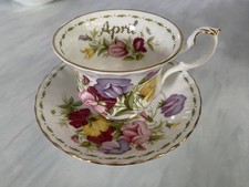 Royal Albert Flower of The Month ARIL “Sweet Pea” Cup and Saucer Duo
