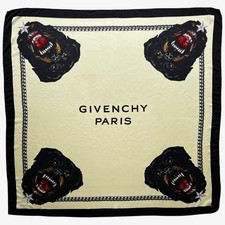 Vintage Y2K Givenchy Paris Rottweiler Dog Print Silk Scarf, Shawl Retro 90s