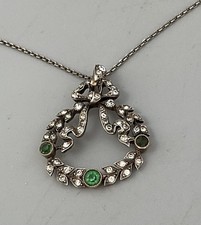 PASTE BELLE EPOQUE STYLE NECKLACE / PENDANT (STAMPED 925) ON UNMARKED CHAIN