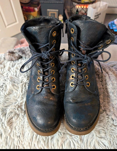 Womens blue leather lace - blue, lace-up