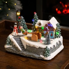 Christmas Village Scene Decoration  Musical Moving See Saw Ornament LED Light