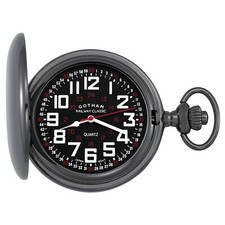 Gotham Men's Gunmetal Hunter Style Quartz Pocket Watch # GWC15044BBK