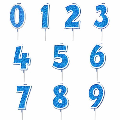 Blue white sparkle number age - blue,
