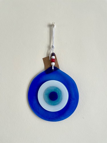 Blue evil eye fused glass - evil,