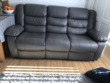 Grey Leather Recliner Sofa