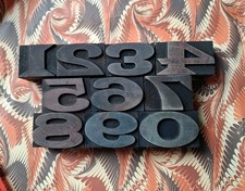 Wooden Letterpress Style  Printing Blocks Numbers 0 - 9. Size 3.4cm High.